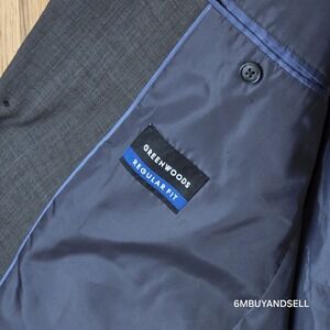 Greenwoods Blazer 42S Men Regular‎ Fit Charcoal Gray Dress Coat Jacket Preppy